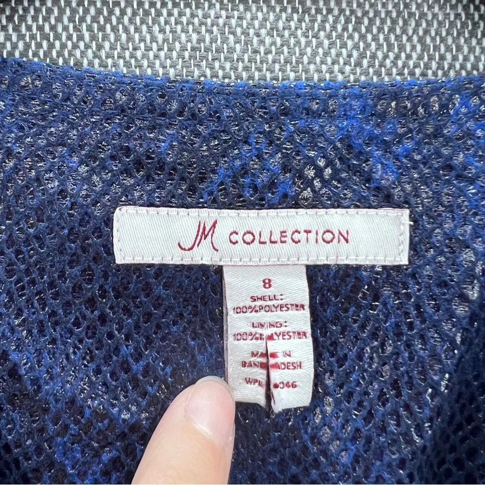 JM Collection Blue Animal Print Full Zip Faux Snake Skin Scoop Neck‎ Jacket 8